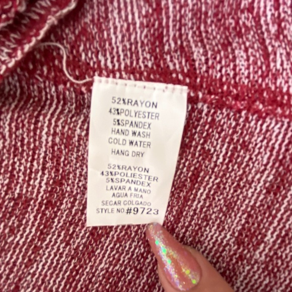 Mur Mur Deep Red Open Shoulder Sweater Tunic - Picture 5 of 6